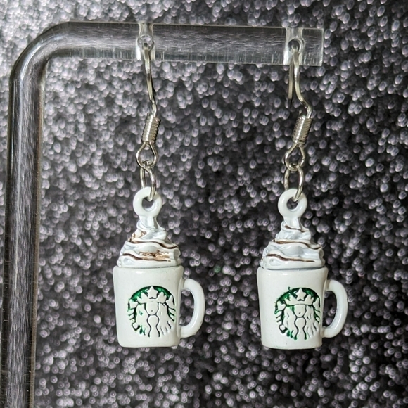 Jewelry - Coffee with whipped cream white drop earrings